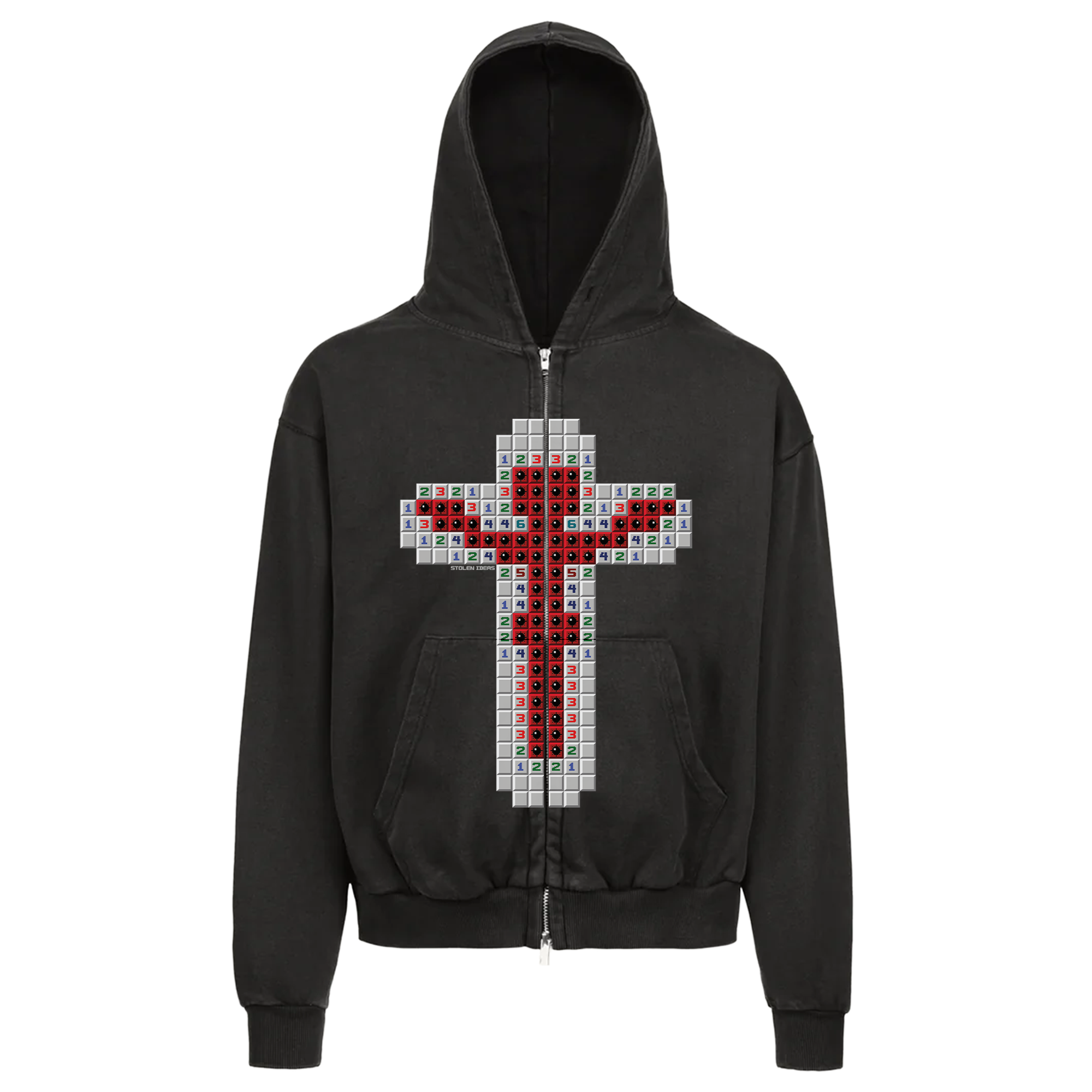 JESUS OVERSIZED ZIP HOODIE (WASHED BLACK)